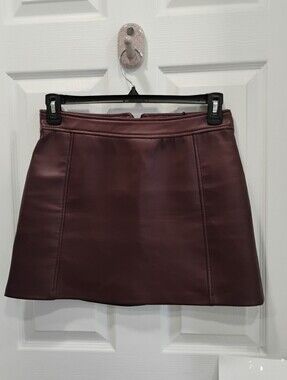 Burgandy Faux Leather Skirt